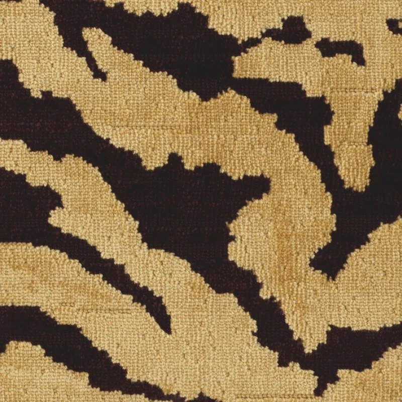Casa Padrino Luxus Hocker mit Tiger Design Beige / Braun - Luxus Wohnzimmer Möbel