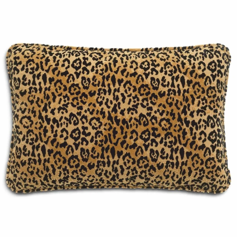 Casa Padrino Luxus Deko Kissen Leopard Beige / Schwarz 60 x 40 cm - Deko Accessoires