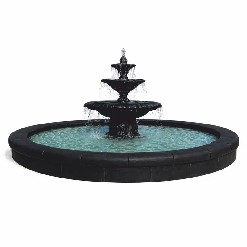 Casa Padrino Barock Garten Deko Springbrunnen Schwarz Ø 465 x H. 180 cm