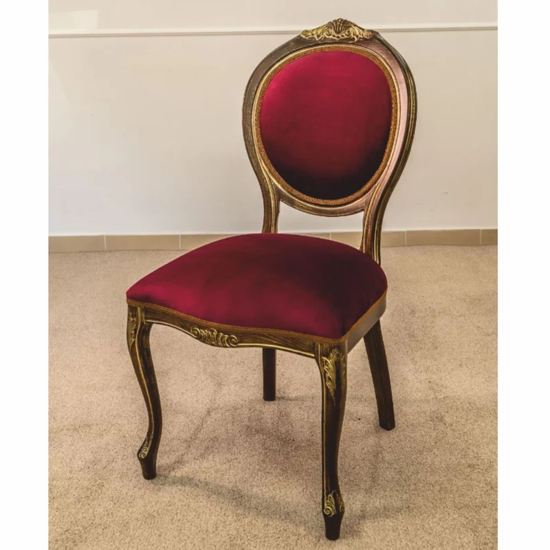 Casa Padrino Luxus Barock Esszimmer Stuhl Bordeauxrot / Braun / Gold H. 105 cm - Barock Möbel
