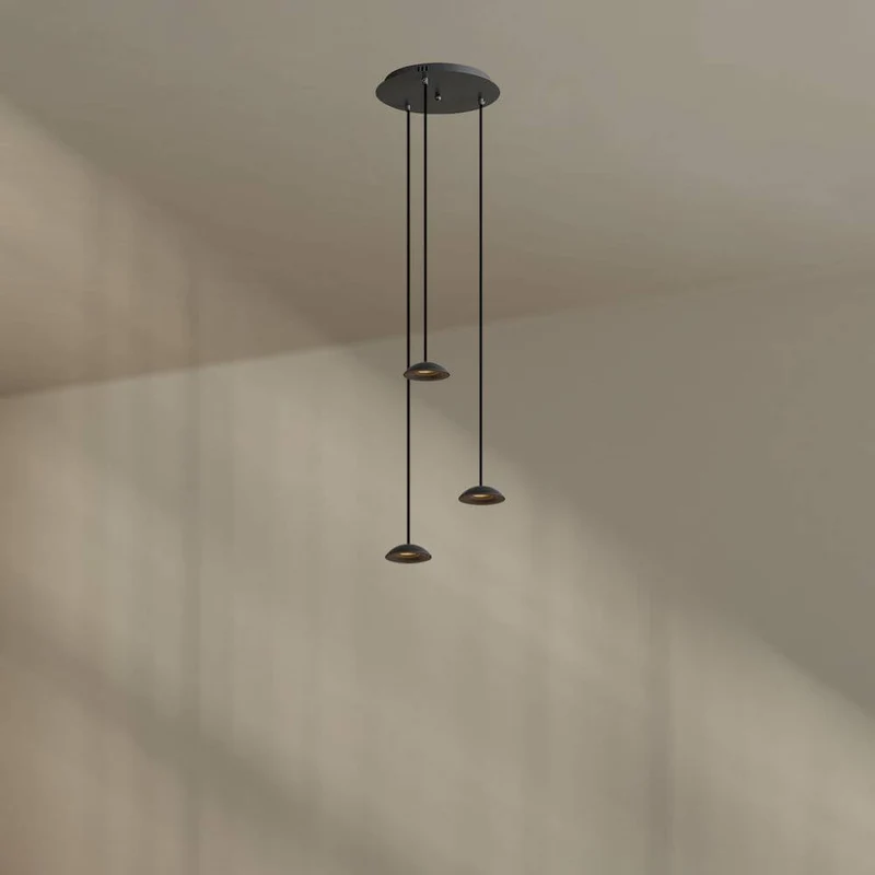 s.luce Santa Air LED Esszimmer-Pendelleuchte 3-flammig Ø 40cm Baldachin