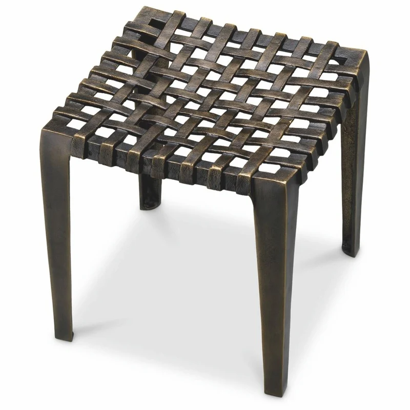 Casa Padrino Luxus Aluminium Hocker Antik Bronze H. 40 cm - Luxus Aluminium Möbel
