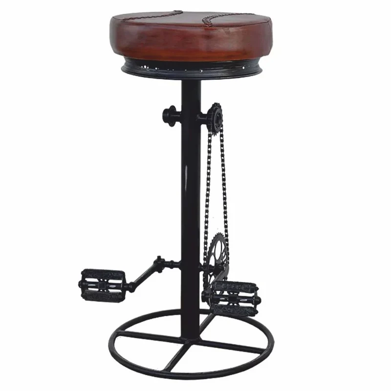 Casa Padrino Industrie Stil Barhocker Schwarz / Braun H. 80 cm - Bar Möbel