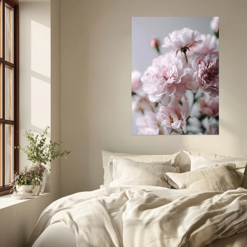 Zartrosa Gartenrosen Poster