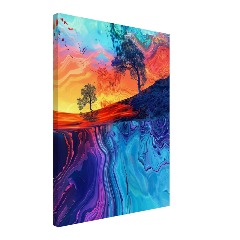 Farbige Baumlandschaft Leinwandbild
