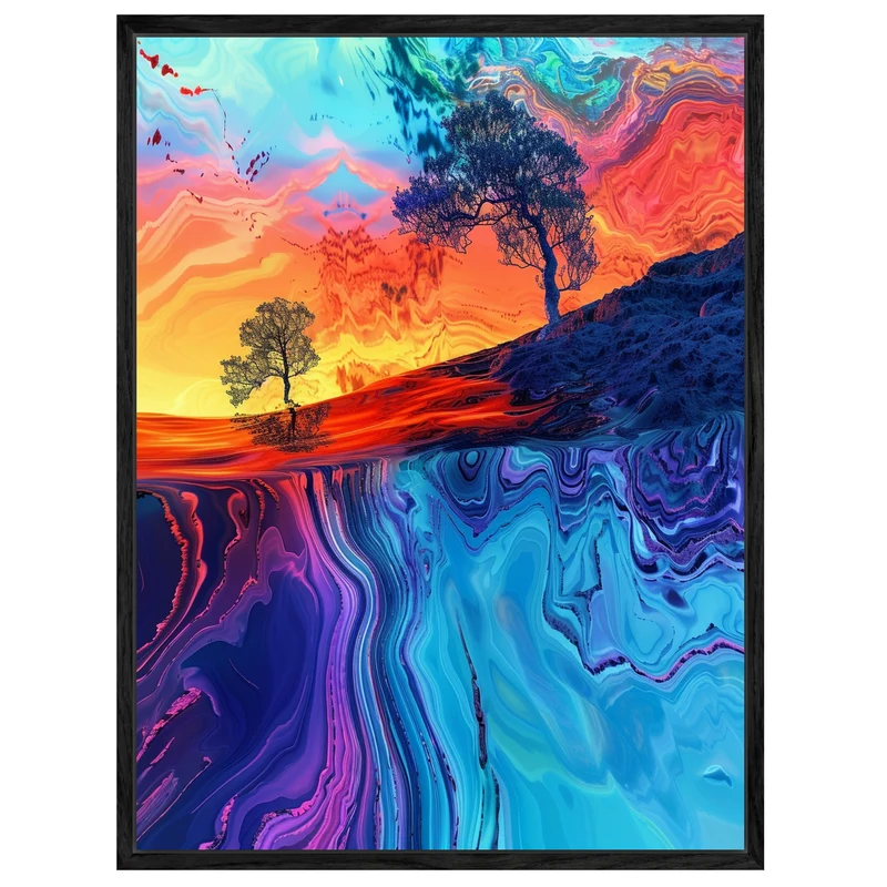 Farbige Baumlandschaft Leinwandbild