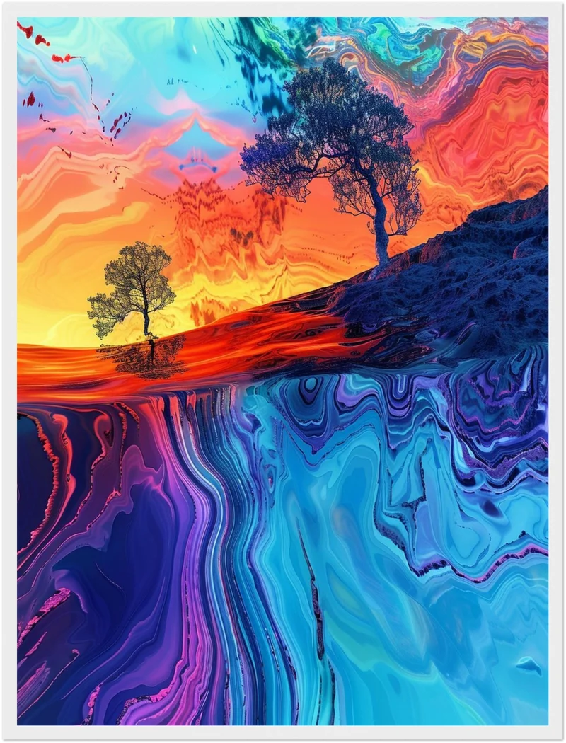 Farbige Baumlandschaft Poster