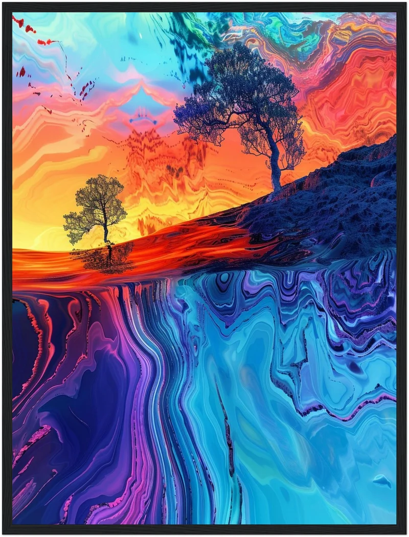 Farbige Baumlandschaft Poster