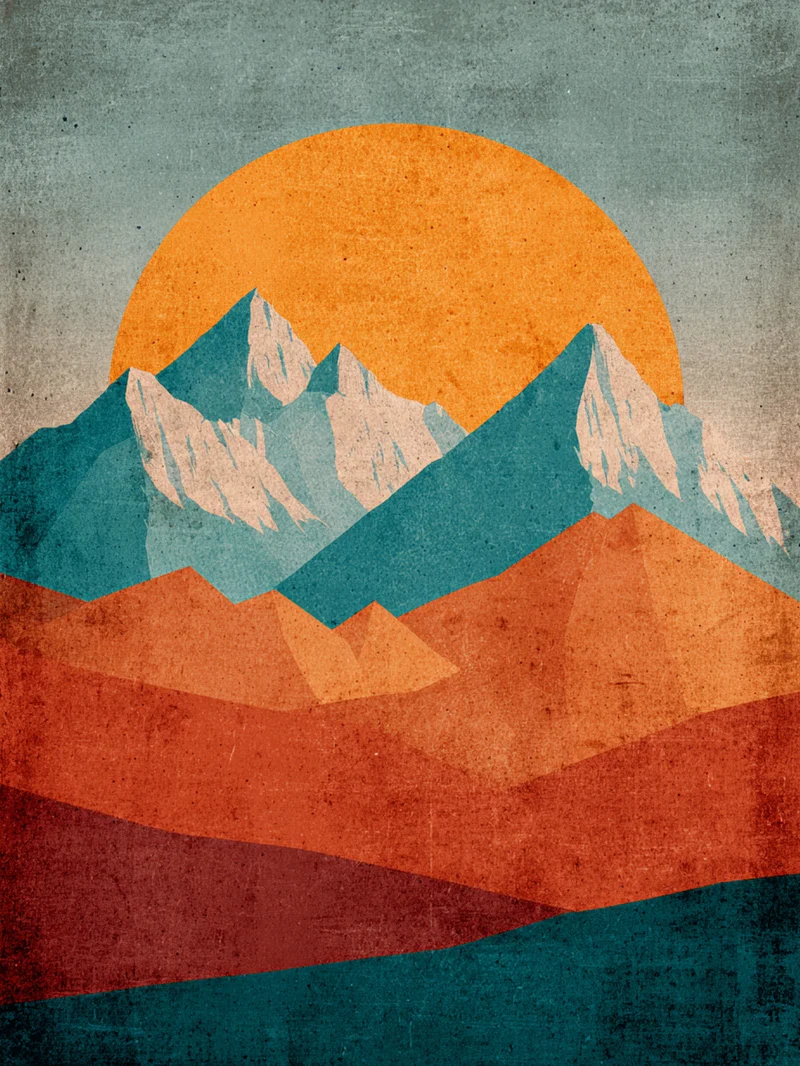 Berglandschaft im Abendrot Poster