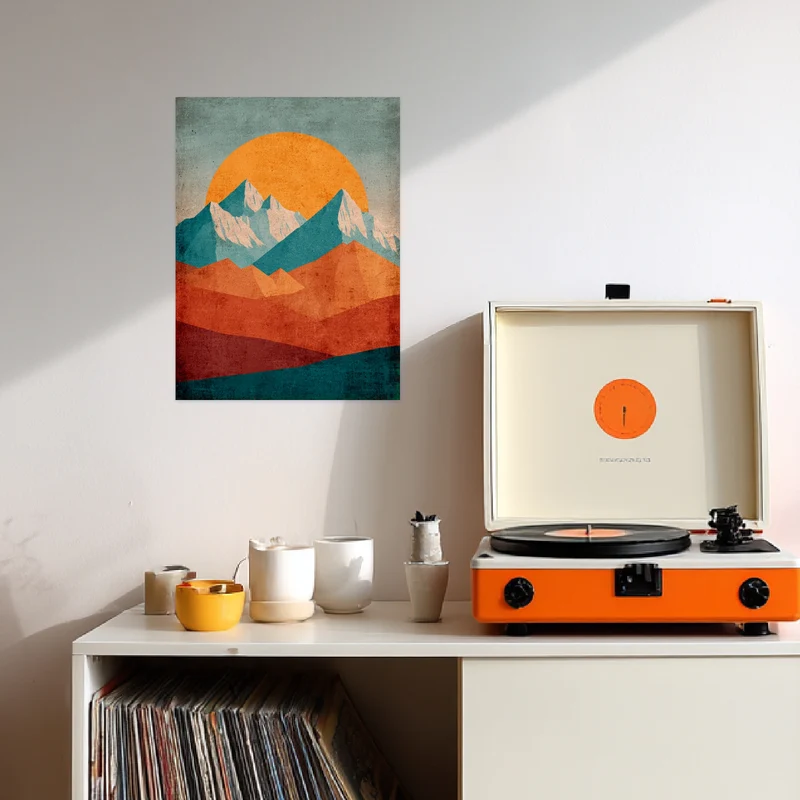 Berglandschaft im Abendrot Poster