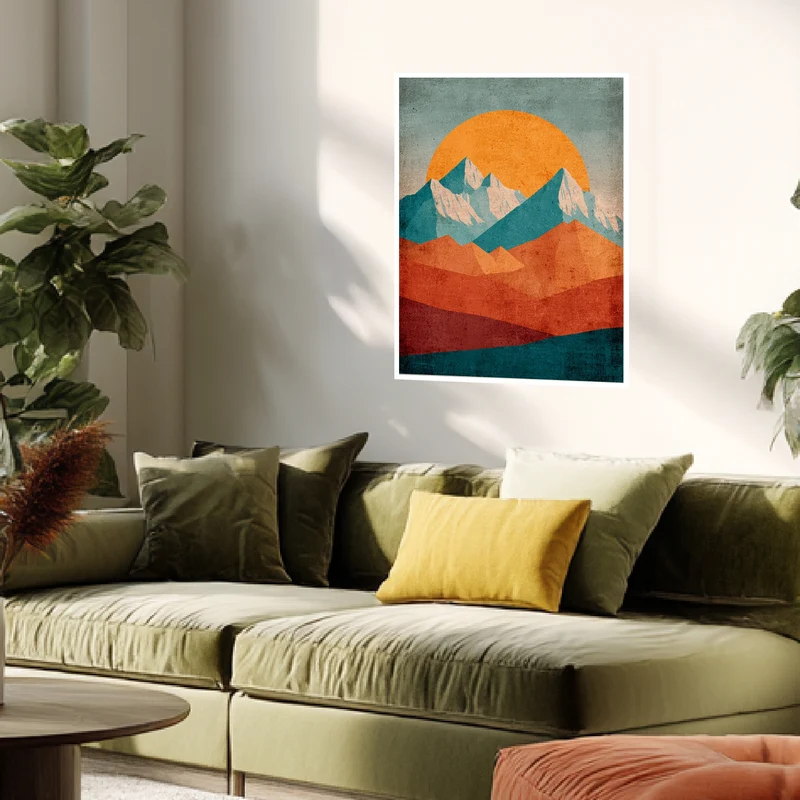 Berglandschaft im Abendrot Poster
