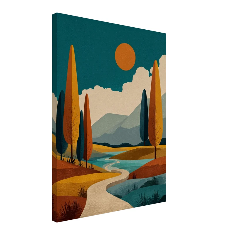 Herbstliche Flusslandschaft Leinwandbild