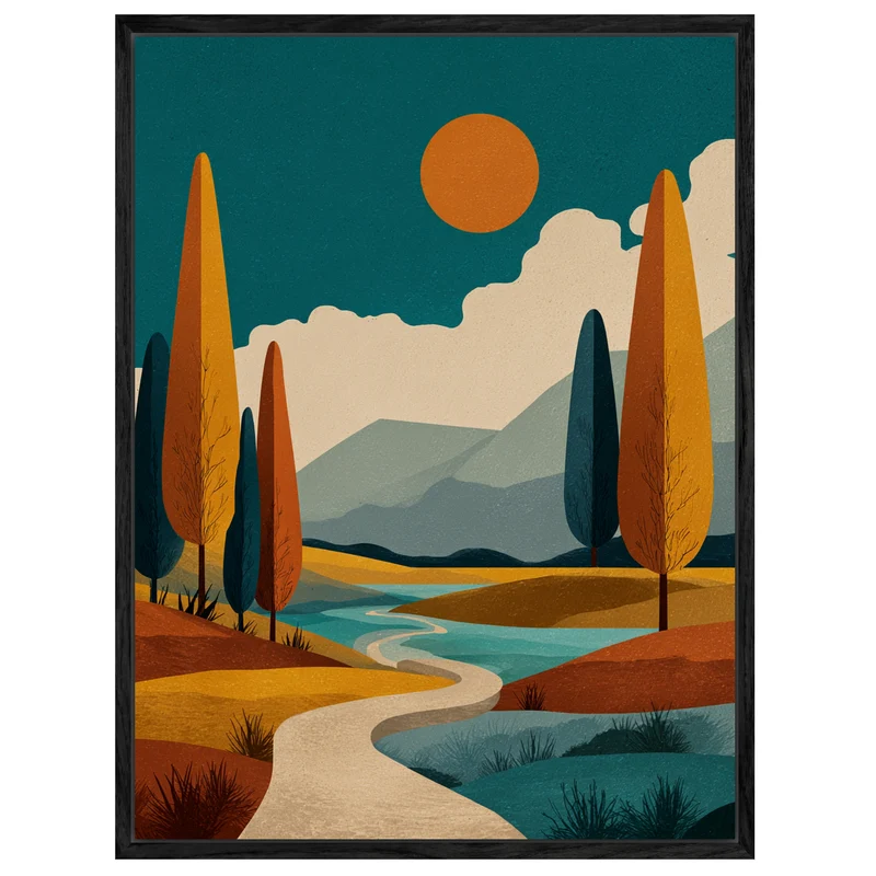 Herbstliche Flusslandschaft Leinwandbild