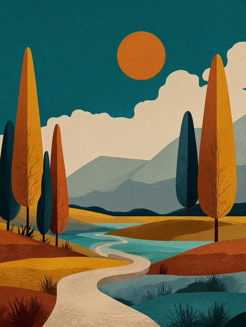 Herbstliche Flusslandschaft Poster