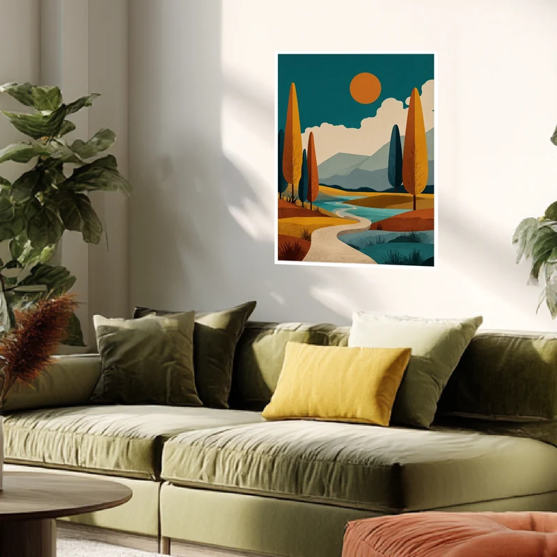 Herbstliche Flusslandschaft Poster