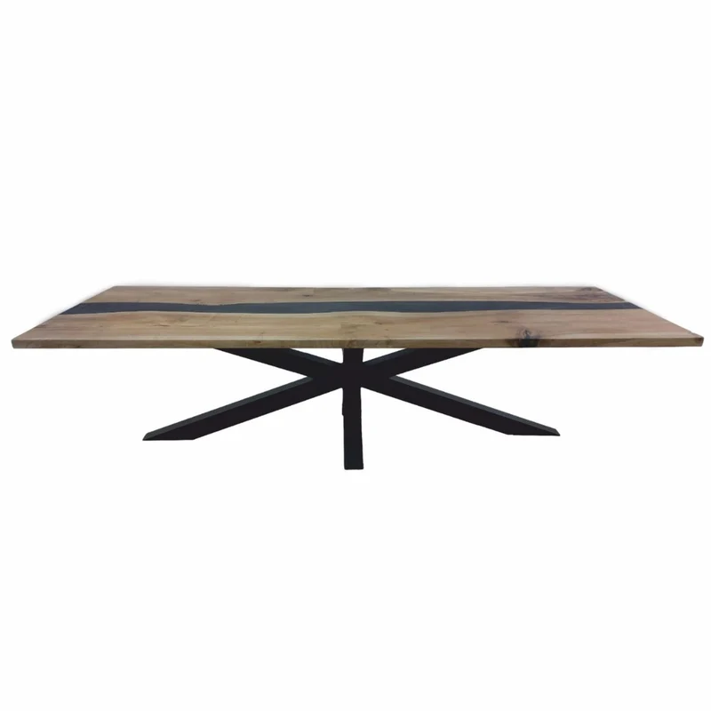 Casa Padrino Luxus Esstisch Braun / Schwarz 200 cm - Küchentisch mit Epoxidharz