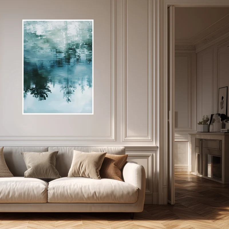 Spiegelung von Bäumen im Wasser Poster