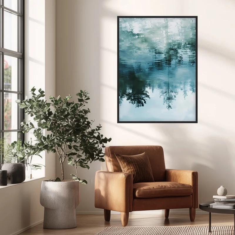Spiegelung von Bäumen im Wasser Poster