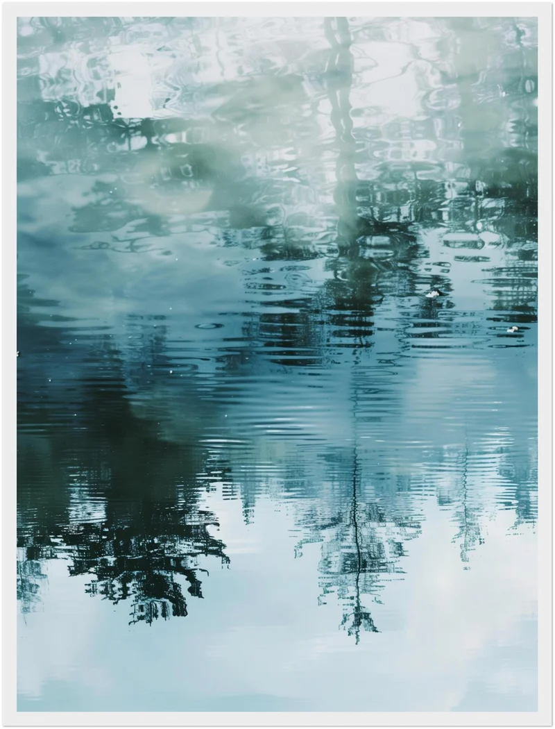 Spiegelung von Bäumen im Wasser Poster