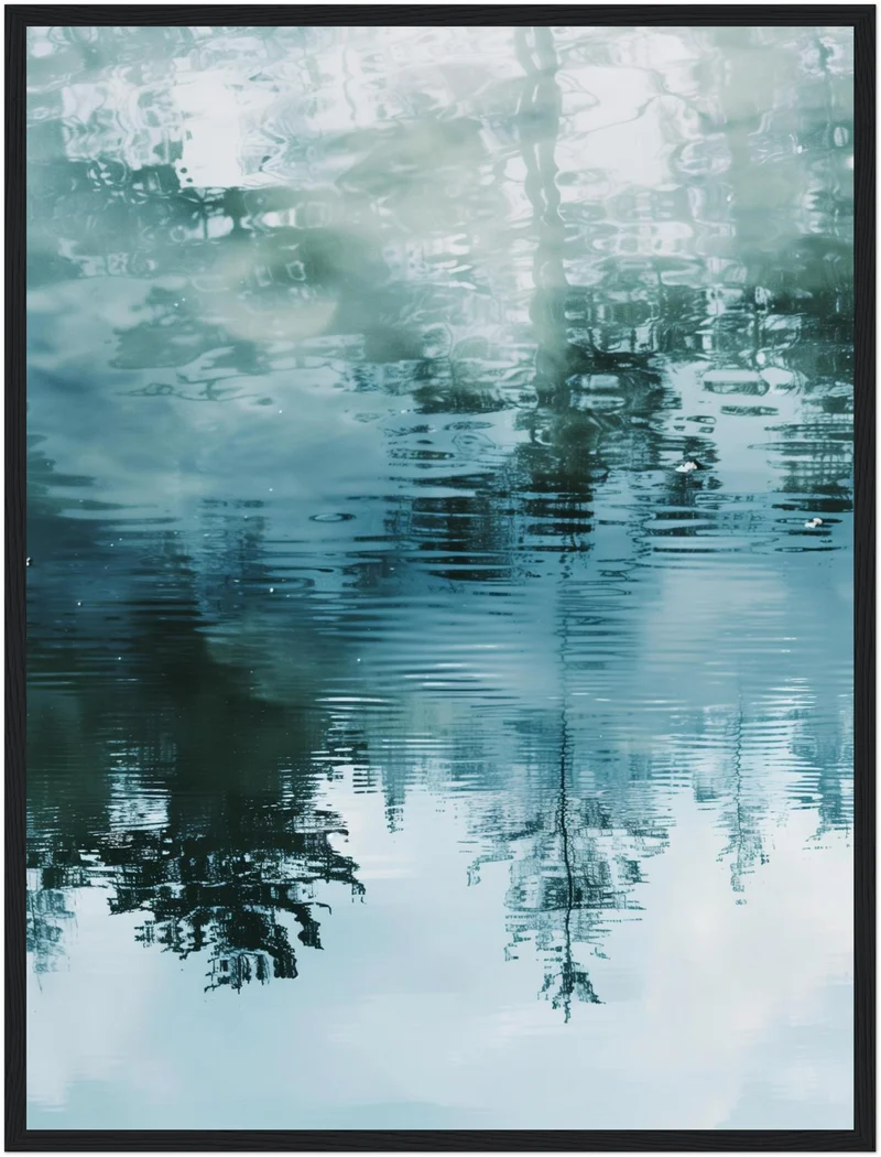 Spiegelung von Bäumen im Wasser Poster