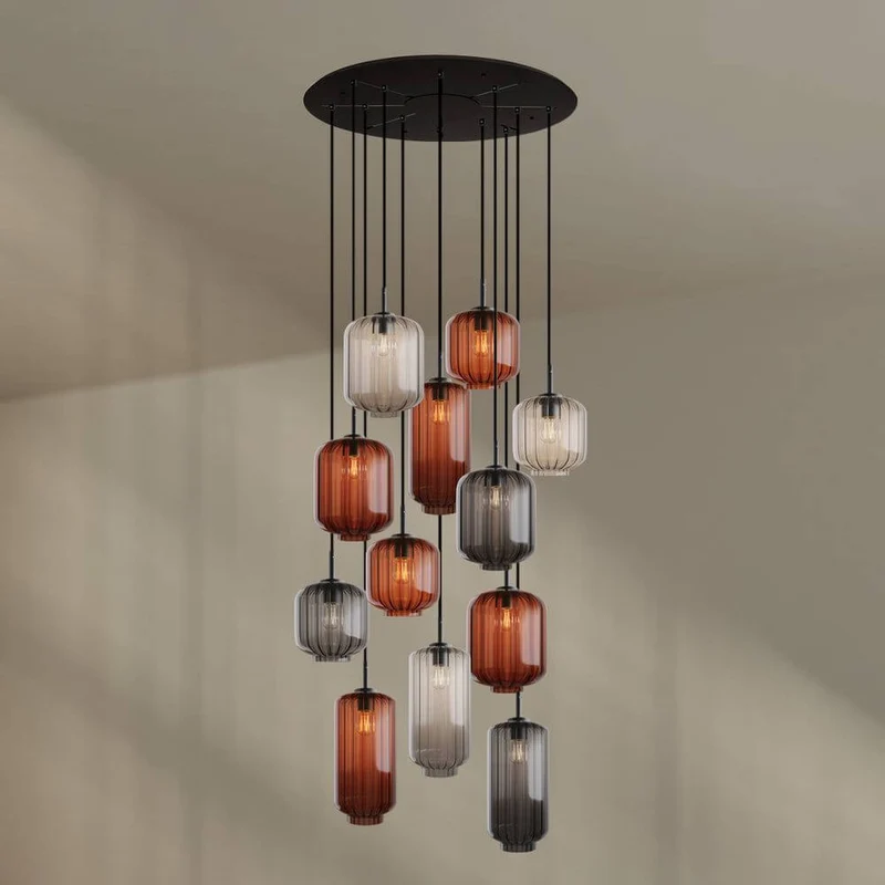 s.luce Velo Galerielampe 12-flammig Ø 80cm Baldachin Ø 18/20/25cm