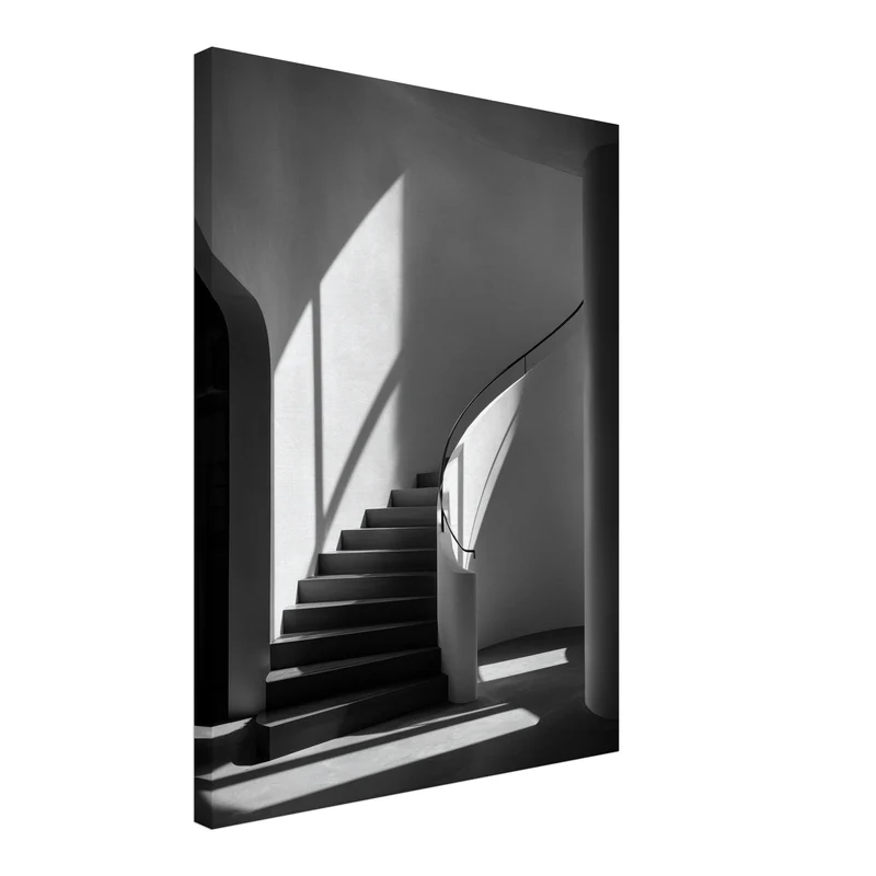 Geschwungene Treppe Licht Leinwandbild