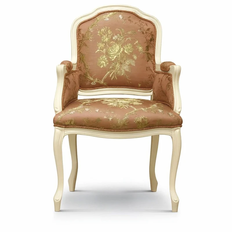 Casa Padrino Luxus Barock Esszimmer Stuhl mit Armlehnen Braun / Gold / Creme - Made in Italy