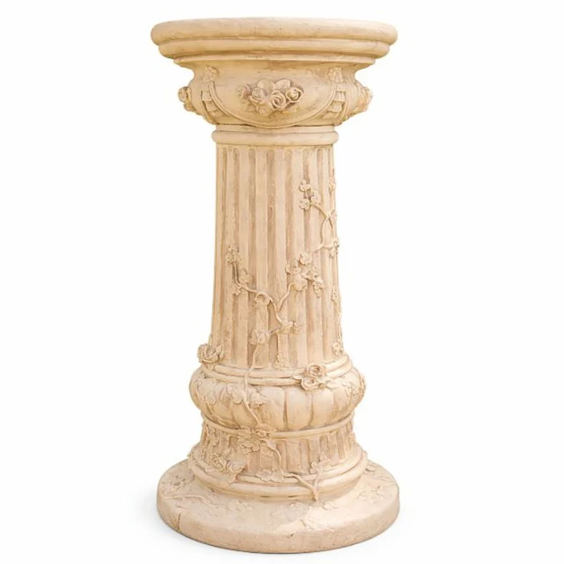 Casa Padrino Barock Säule Beige H. 78 cm - Barock Garten Deko Accessoires