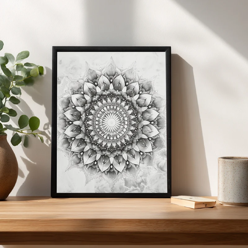 Schwarze und weiße Blüte Poster
