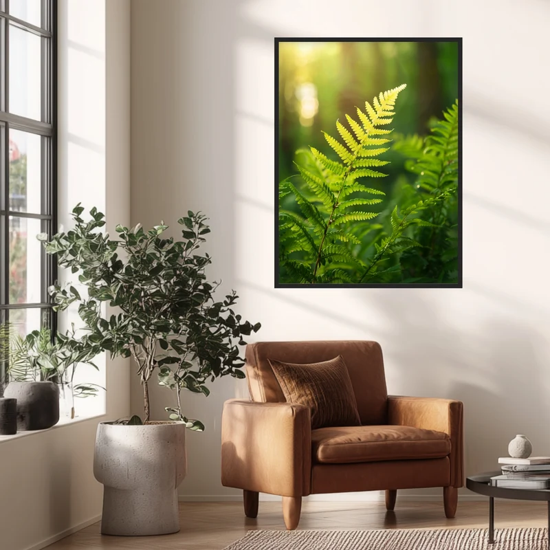 Sonnenlicht auf Farnblatt Poster
