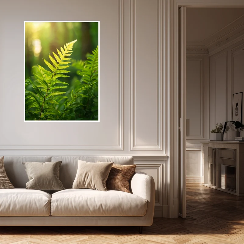 Sonnenlicht auf Farnblatt Poster