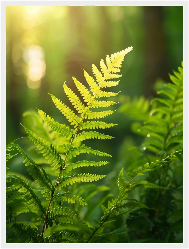Sonnenlicht auf Farnblatt Poster