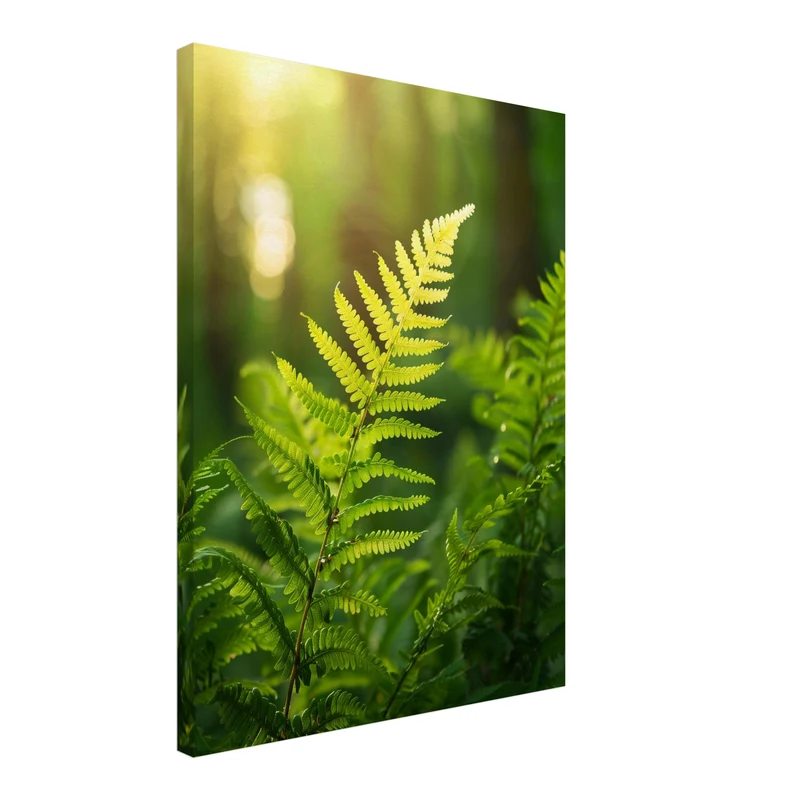 Sonnenlicht auf Farnblatt Leinwandbild