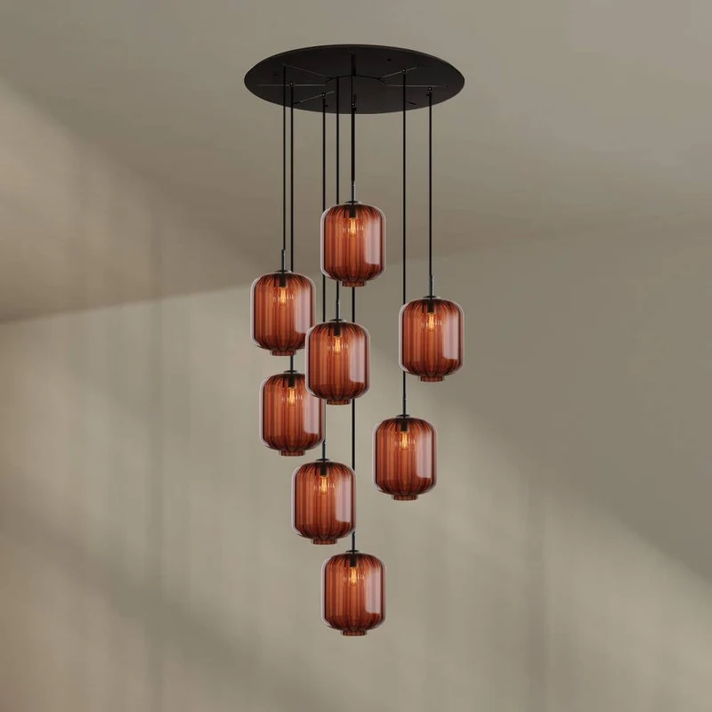 s.luce Velo 8-flammige Galerielampe Ø 80cm Baldachin Ø 25cm