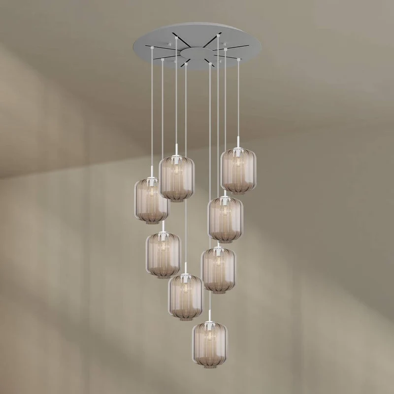 s.luce Velo 8-flammige Galerielampe Ø 80cm Baldachin Ø 25cm