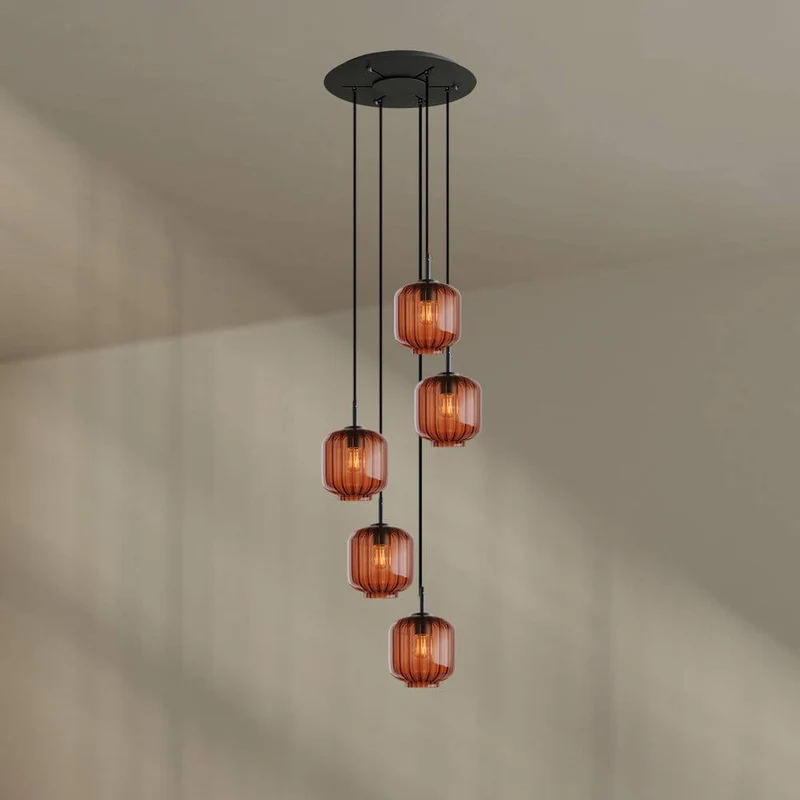 s.luce Velo 5-flammige Galerieleuchte Ø 60cm Baldachin Ø 20cm