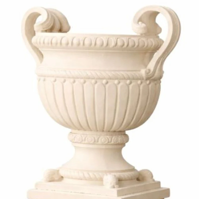 Casa Padrino Luxus Barock Keramik Blumentopf Creme Ø 72 x H. 78 cm - Garten Deko