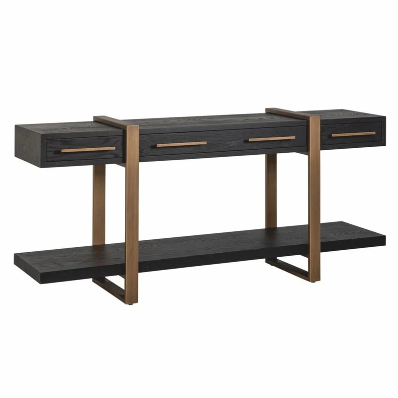 Casa Padrino Luxus Sideboard Schwarz / Antik Messing 180 cm - Luxus Möbel