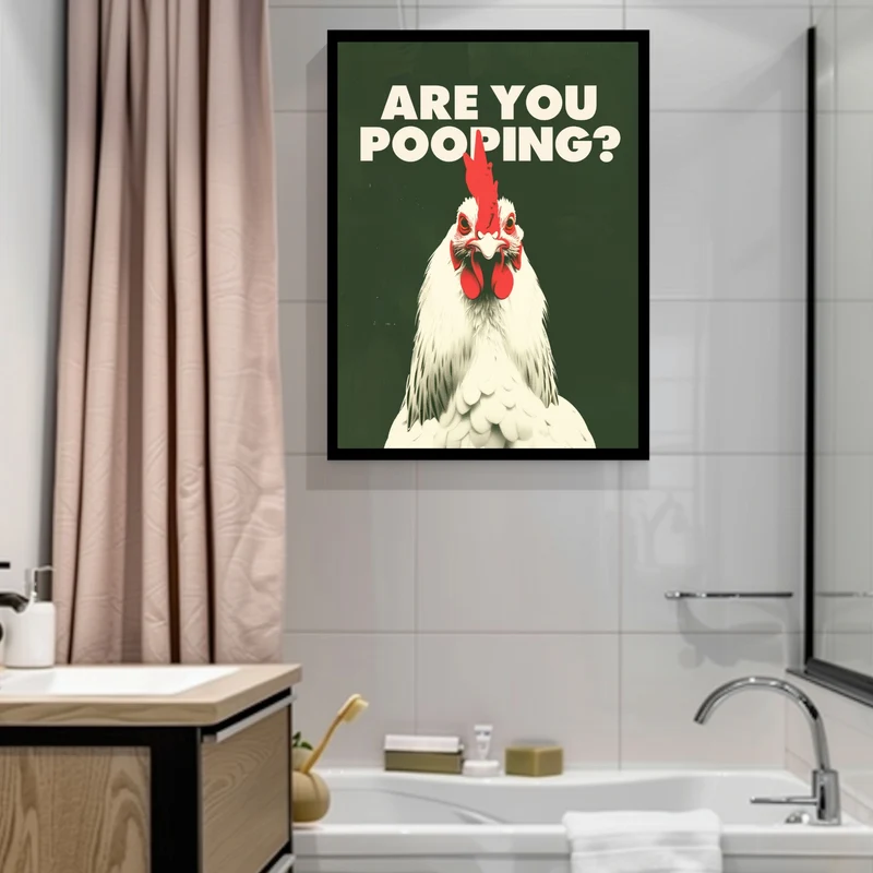 Huhn mit Schriftzug Are You Pooping Poster