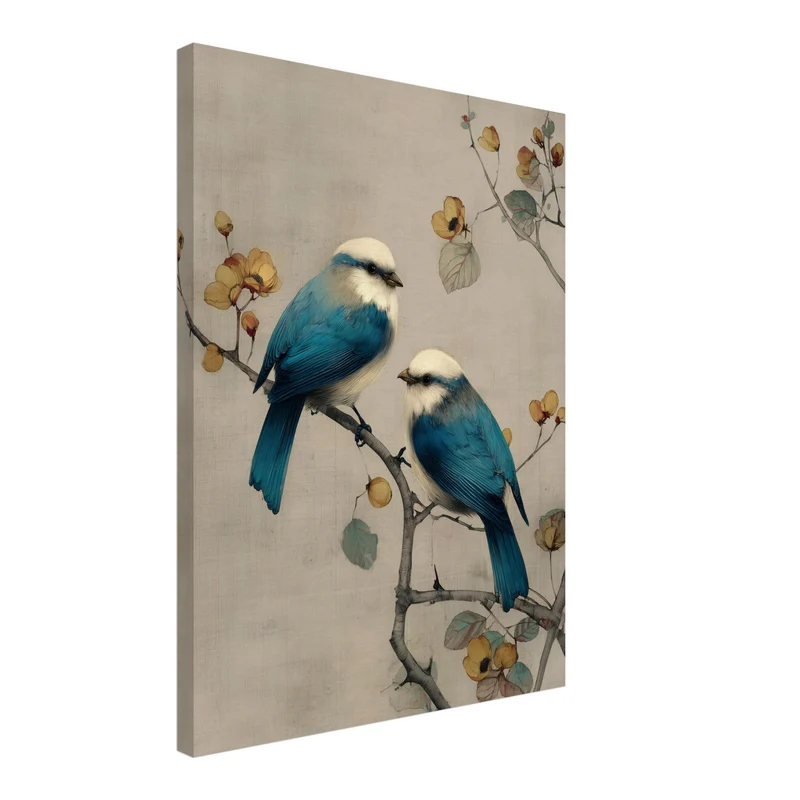 Zwei blaue Vögel Leinwandbild
