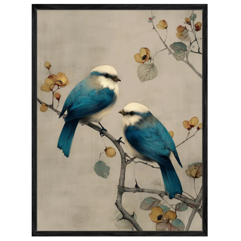 Zwei blaue Vögel Leinwandbild