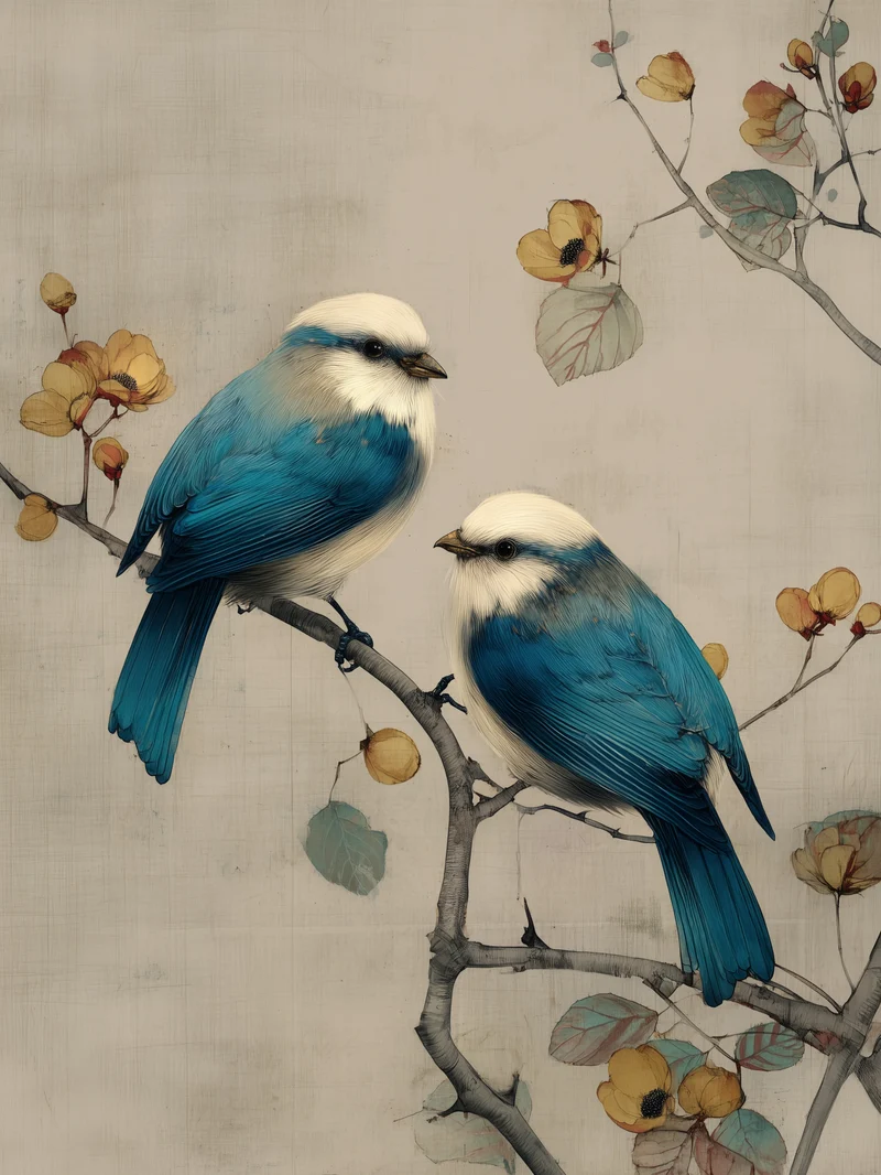 Zwei blaue Vögel Poster