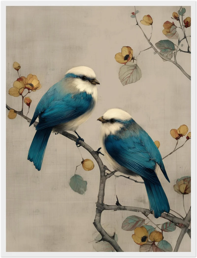 Zwei blaue Vögel Poster