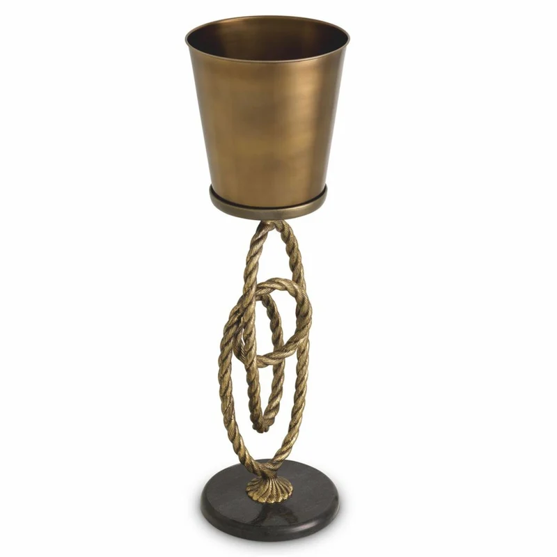 Casa Padrino Luxus Weinkühler mit Ständer Antik Messing / Schwarz H. 80,5 cm