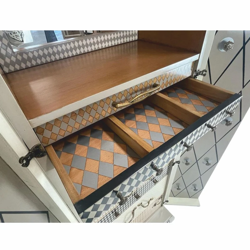 Casa Padrino Luxus Barock Schmuckschrank Creme / Bunt H. 170 cm - Barockstil Möbel
