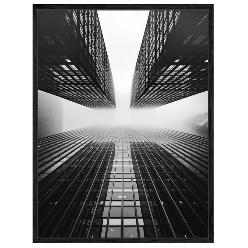 Hochhäuser im Nebel Leinwandbild
