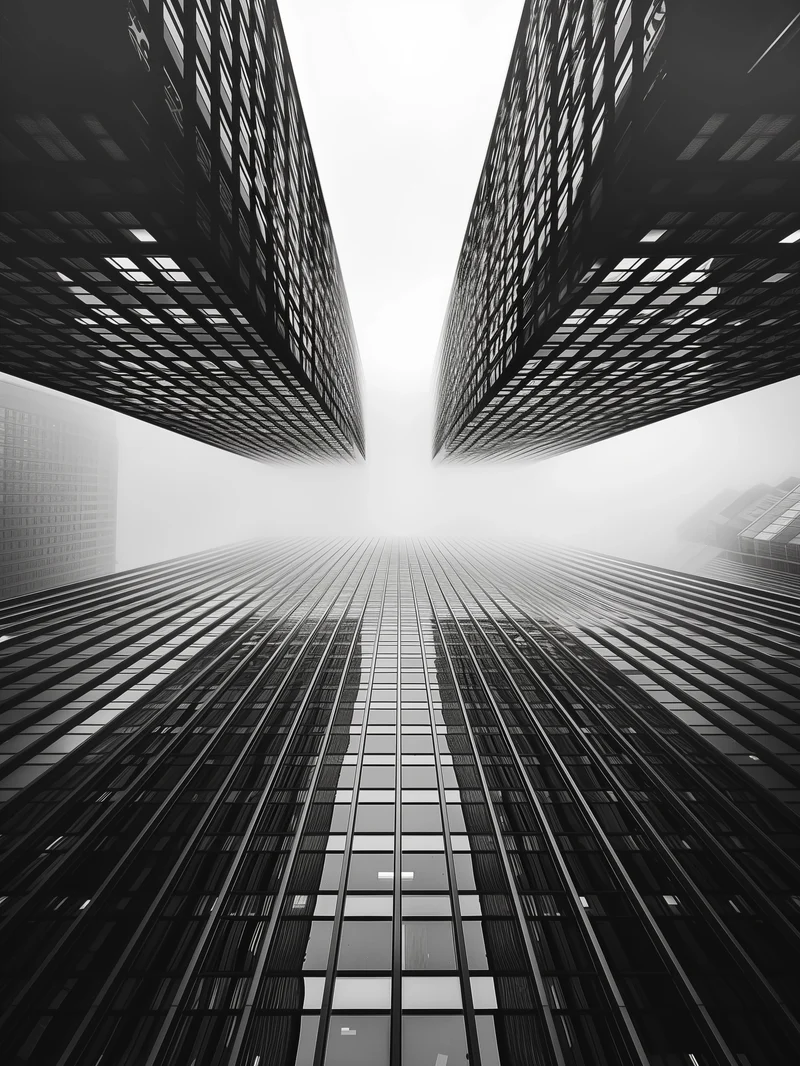 Hochhäuser im Nebel Poster