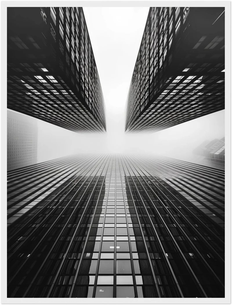 Hochhäuser im Nebel Poster