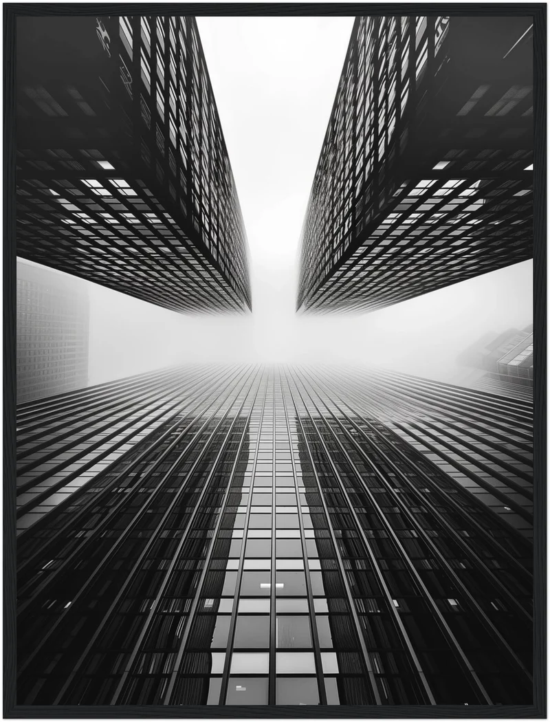 Hochhäuser im Nebel Poster