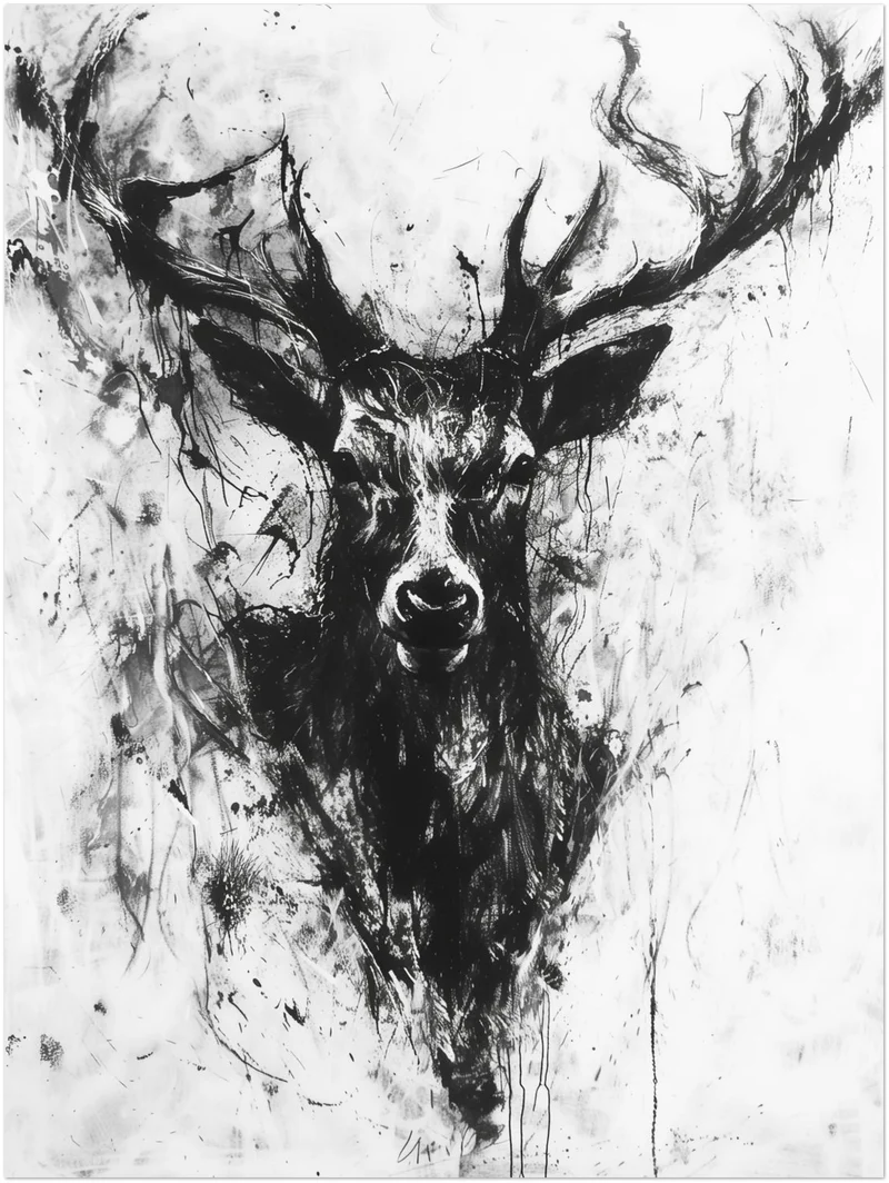 Schwarzer Hirsch Kopf Leinwandbild
